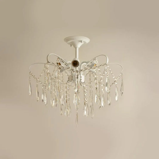 Akihiro 6*E27 Chandier, White, Metal and Crystal