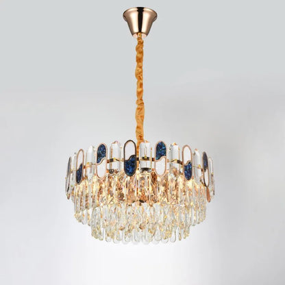 Andor 6*E27 Chandier, Metal and Crystal, Golden
