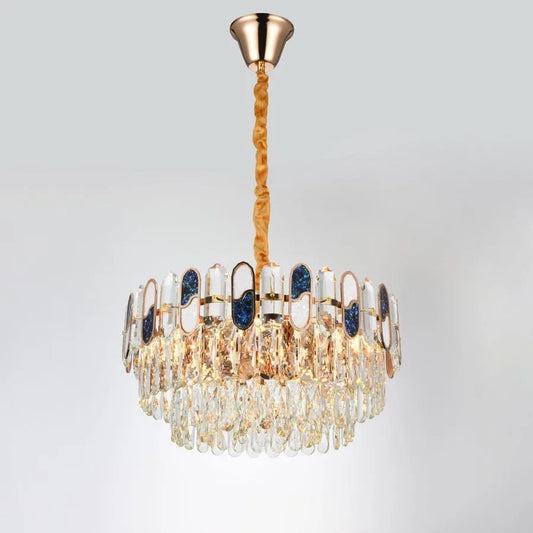 Andor 6*E27 Chandier, Metal and Crystal, Golden