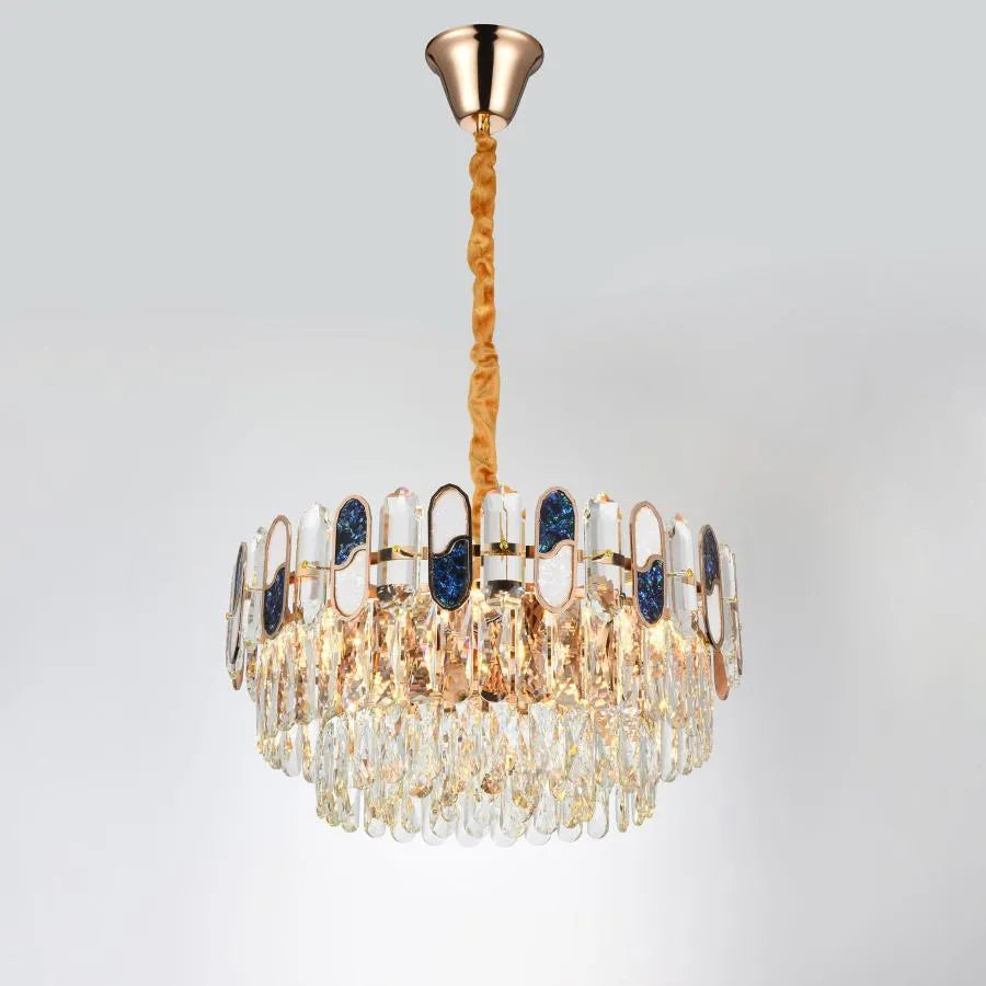 Andor 6*E27 Chandier, Metal and Crystal, Golden