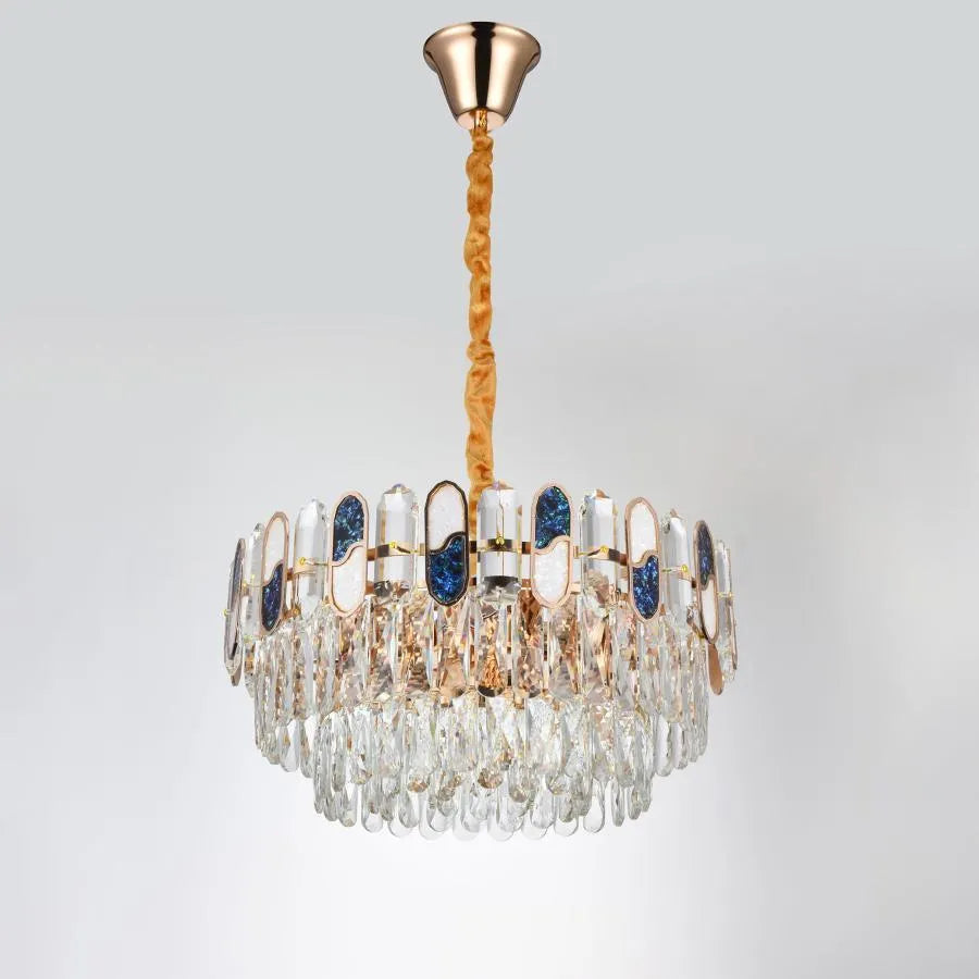 Andor 6*E27 Chandier, Metal and Crystal, Golden