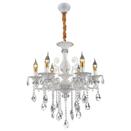 Chanderier Sanssoci 6xe14 Crystal and Metal - klasický design, nastavitelná výška, stříbrná bílá