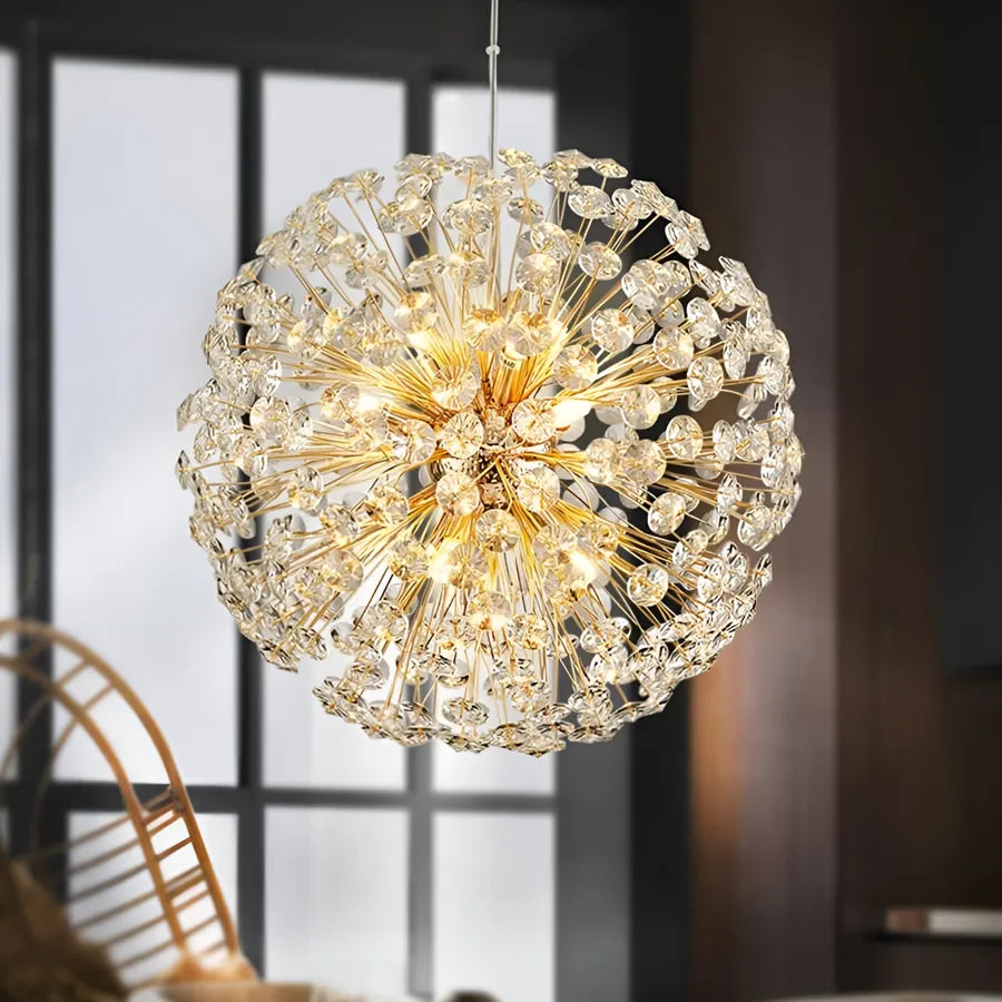 Crystal Chandier Minute 9x G9, průměr 50 cm, lesklý zlatý, nastavitelná výška
