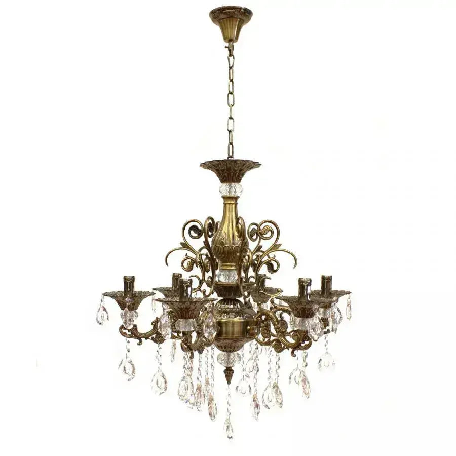 Chandier Sanssoci 6xe14 kovový a krystalový nastavitelná výška Antique Brass