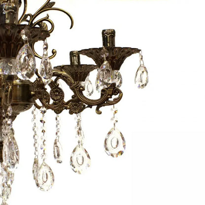 Chandier Sanssoci 6xe14 kovový a krystalový nastavitelná výška Antique Brass