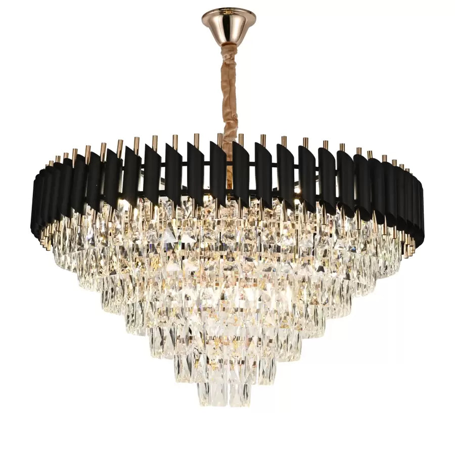 Crystal Chandier Versailles Supremo 12XE27, průměr 80 ​​cm, lesklý a černé zlato, nastavitelná výška