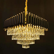Crystal Chandier Versailles Eleganza 7x E14, průměr 49 cm, lesklý a černé zlato, nastavitelná výška