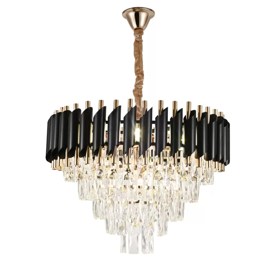 Crystal Chandier Versailles Eleganza 7x E14, průměr 49 cm, lesklý a černé zlato, nastavitelná výška