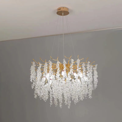 Cristal Waltz Cascade Chandelier, 9x G9, zlato, 60 cm, nastavitelná výška
