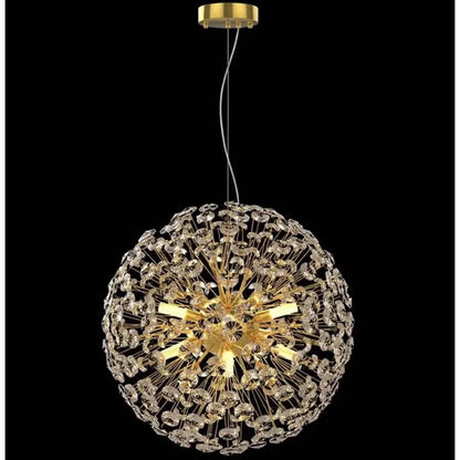 Křišťálový lustr minuta 8x G9, průměr 40 cm, lesklý zlato, nastavitelná výška