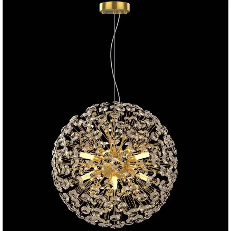 Křišťálový lustr minuta 8x G9, průměr 40 cm, lesklý zlato, nastavitelná výška