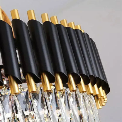 Emeric Chandelier 2*E14, kov a křišťálový, zlatá a černá