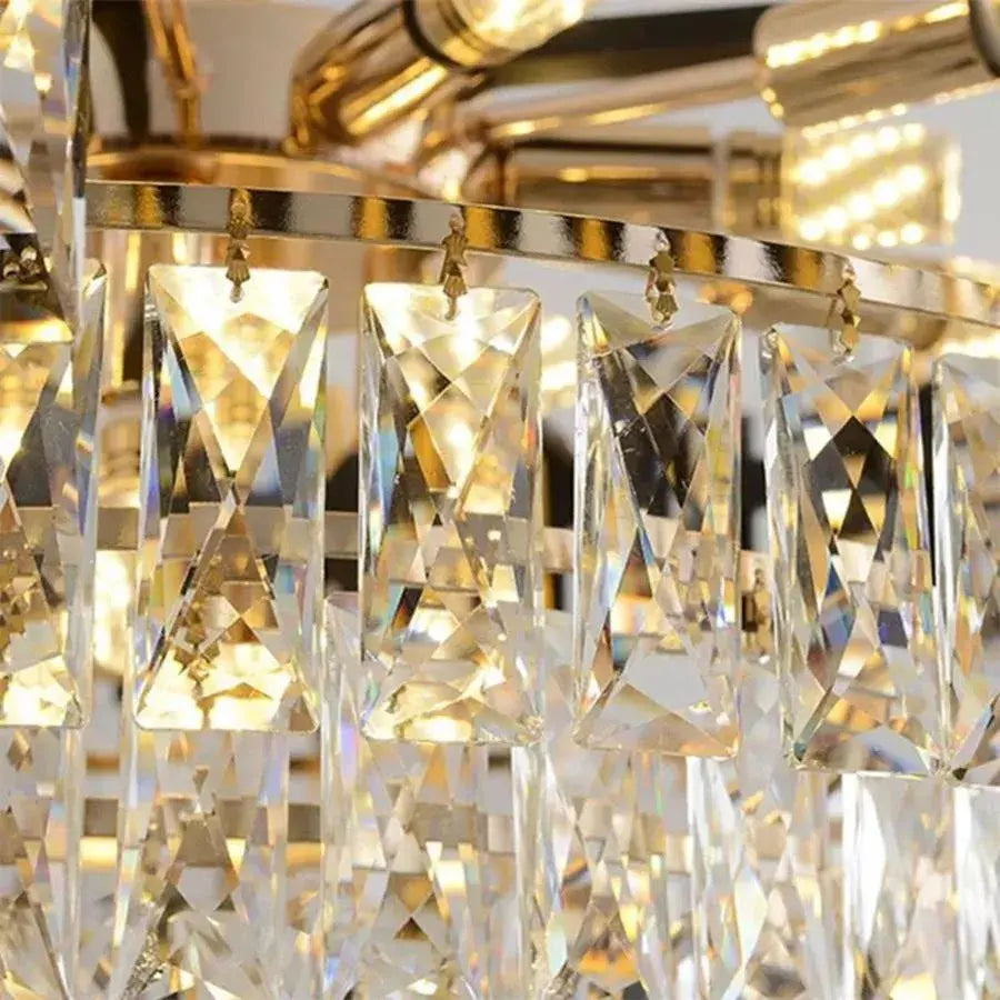 Emeric Chandelier 2*E14, kov a křišťálový, zlatá a černá