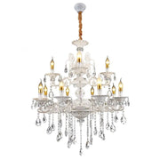 Candelabru sansoiu Royal 12xe14 kovový a krystal nastavitelný bílý a stříbrný výšku