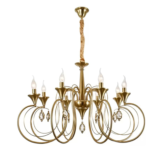 Frederick Crystal Lustr 8xE14, Průměr 52cm, Zlatý, Nastavitelná výška Klasické lustry Výchozí název Alessandro Design