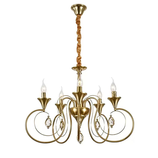 Crystal Chandier Frederick 5XE14, průměr 45 cm, zlato, nastavitelná výška