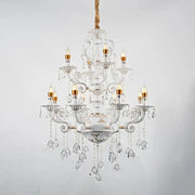 Crystal Chandier Bruchier 12x E14, průměr 75 cm, bílý se zlatou, nastavitelnou výškou