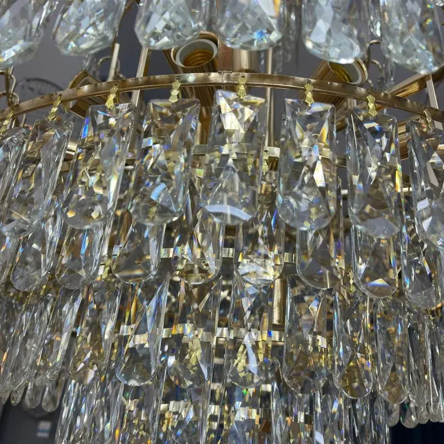 Junnut 21*E27 Chandier, Crystal and Metal, Golden