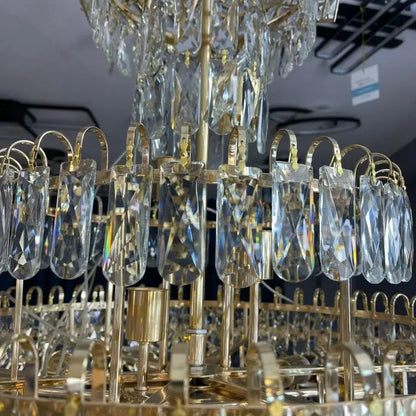 Junnut 21*E27 Chandier, Crystal and Metal, Golden