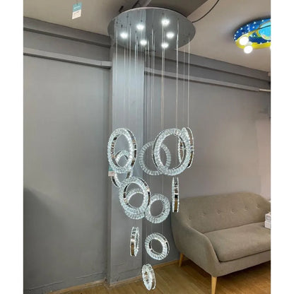 Cindy LED CHANDERIER, 128W, kov a křišťál, stříbro