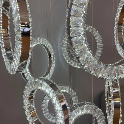 Cindy LED CHANDERIER, 128W, kov a křišťál, stříbro