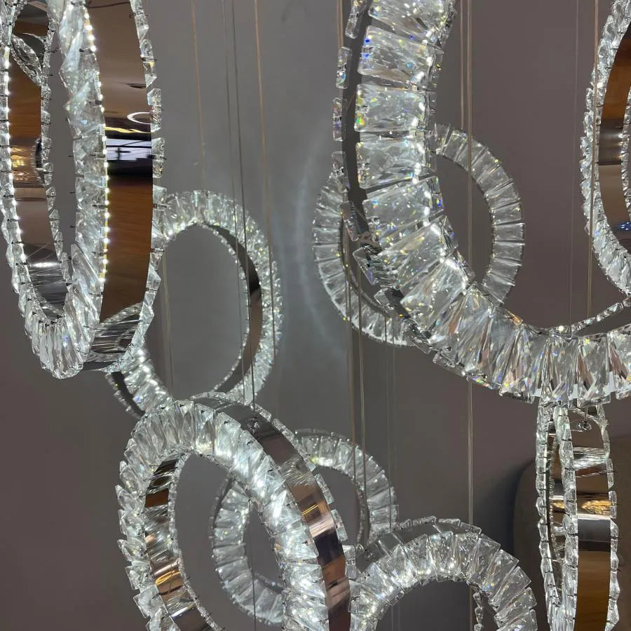 Cindy LED CHANDERIER, 128W, kov a křišťál, stříbro