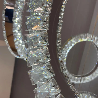 Cindy LED CHANDERIER, 128W, kov a křišťál, stříbro