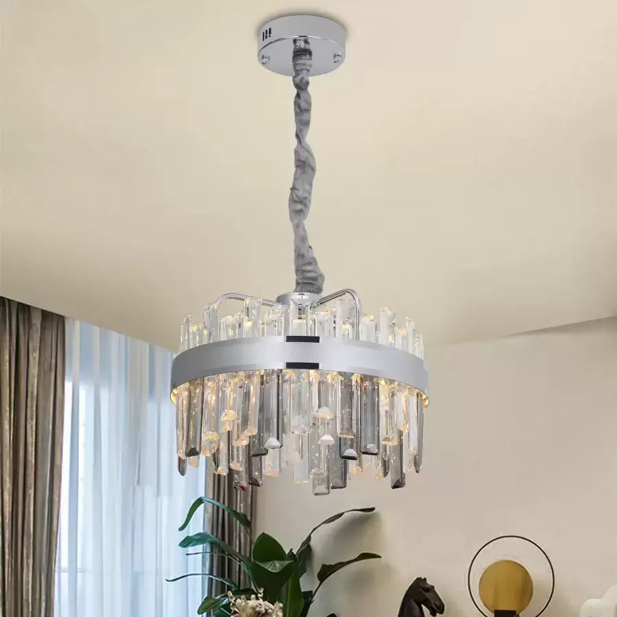 Crystal LED lustr s Miguelem 92W Dimable Silver Remote Control