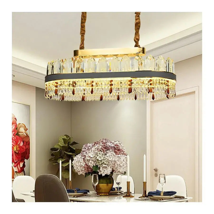 LED Pollux Chandier s dálkovým ovládáním, 156W, průměr 80 ​​cm, zlatý, krystal, nestabilní