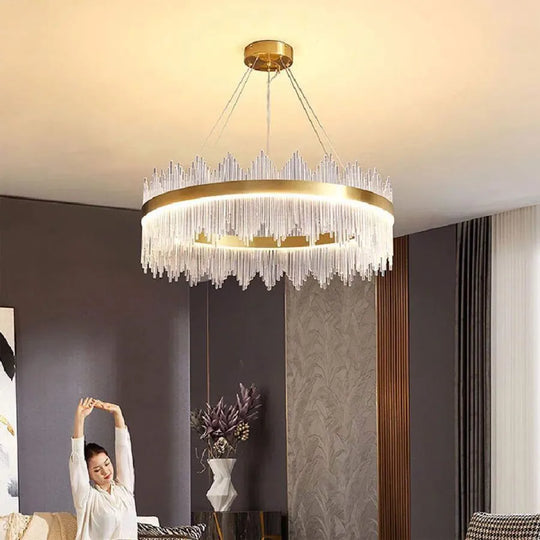 LED lustr s dálkovým ovládáním Lazaro 63W stmívatelný zlatý křišťálový svícen Výchozí název Alessandro Design