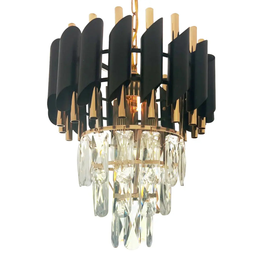 Crystal Chandier Versailles Petito 3xE14, průměr 30 cm, lesklý a černé zlato, nastavitelná výška