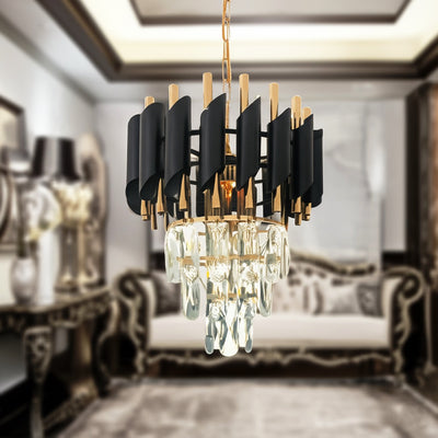 Crystal Chandier Versailles Petito 3xE14, průměr 30 cm, lesklý a černé zlato, nastavitelná výška