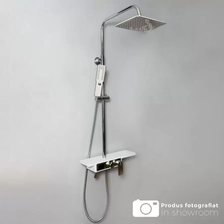 Sprchový sloupec, LCD displej, nerezový/bílý/stříbro, SJG/009