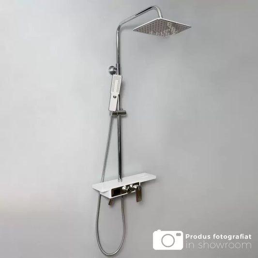 Sprchový sloupec, LCD displej, nerezový/bílý/stříbro, SJG/009