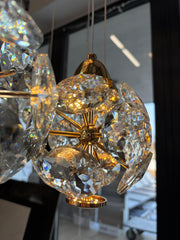 Křišťálový LED lustr KILKENNY Culmino, 144W, neutrální světlo, průměr 60cm, zlatý