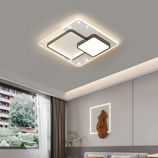 LED CHANDIER s dálkovým ovládáním Velura Nocco, 125W, 3 čtverce, chladné/horké/neutrální světlo, nestabilní, černé