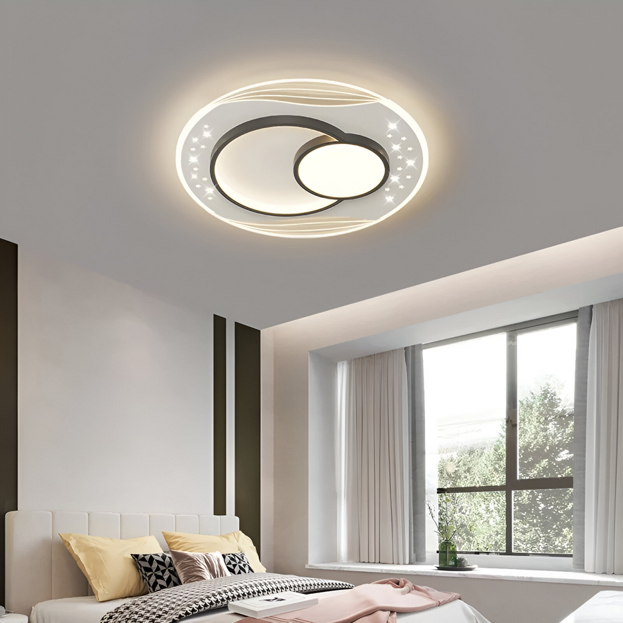 LED chtíč s dálkovým ovládáním Verura Serpenta, 125W, 3 kruhy, chladné/horké/neutrální světlo, nestabilní, černé