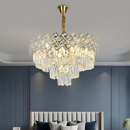 Crystal Chandier Windsor Noble 5xe27, průměr 40 cm, lesklé zlato, nastavitelná výška