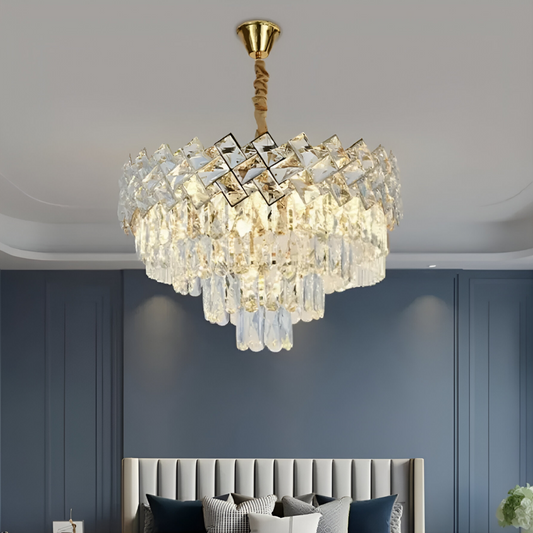 Crystal Chandier Windsor Noble 5xe27, průměr 40 cm, lesklé zlato, nastavitelná výška