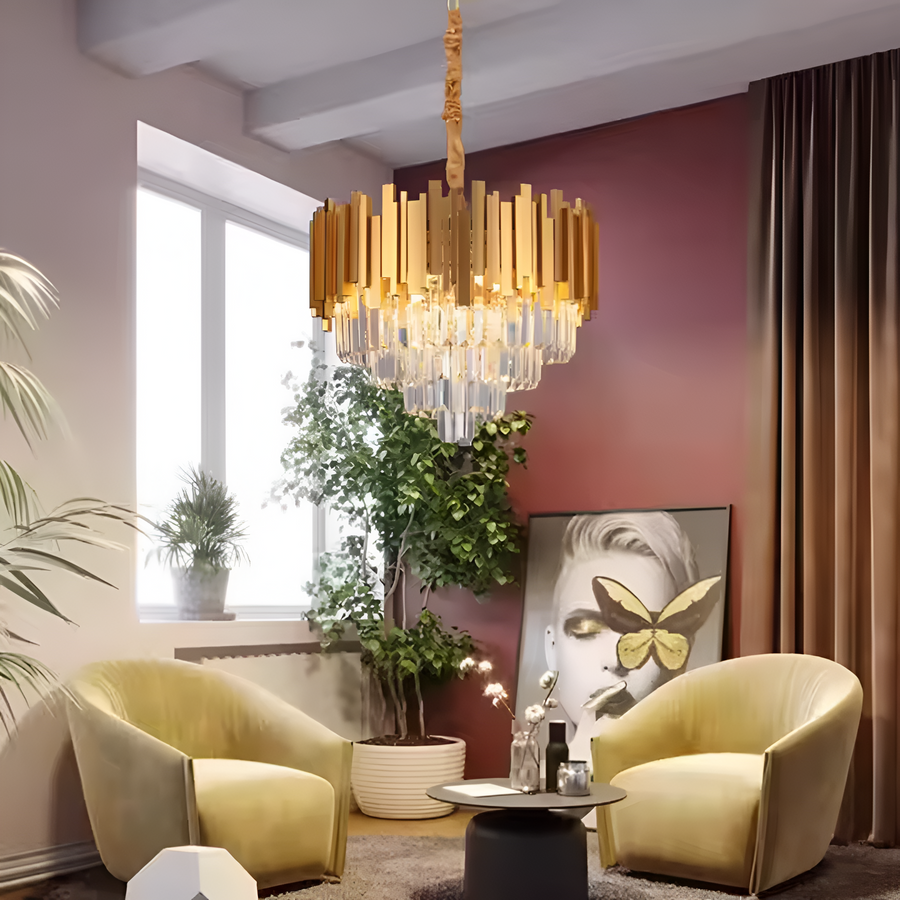Dario Chandier, průměr 30 cm, 3x E14 zlatý, nastavitelná výška