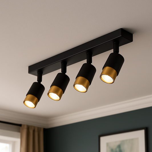 LED projektor s 4xGU10 projektory, 3000K/4000K/6000K, zlato, kov a akryl