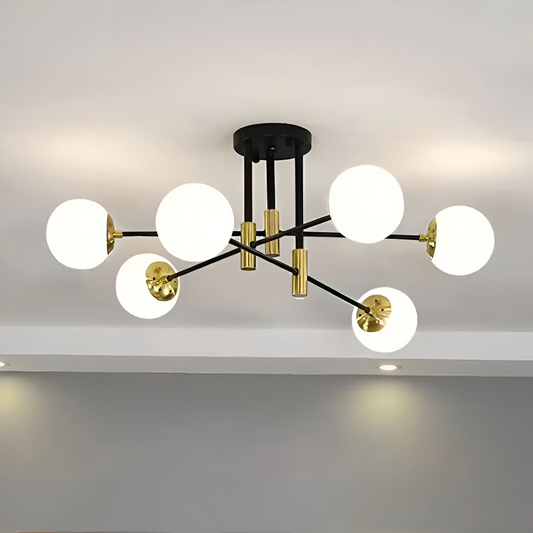 Kulatý bílý Langaur, Penthouse Lounge, 6xe27, Golden Black, Metal