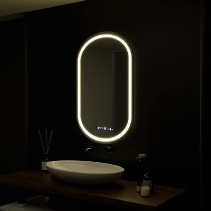 Oválný LED zrcadlo 50x80cm Eminence Motionglow Marcellow Dimable Clock System & Dimable teploměr