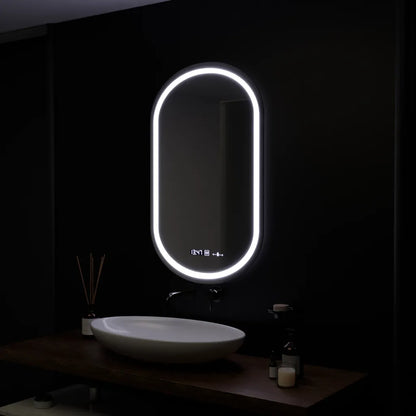 Oválný LED zrcadlo 50x80cm Eminence Motionglow Marcellow Dimable Clock System & Dimable teploměr
