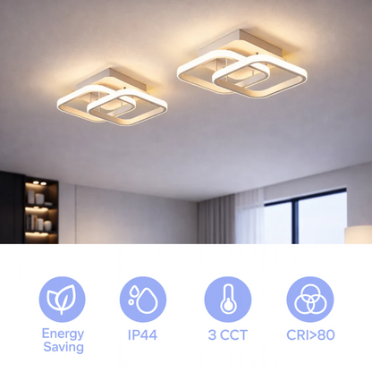 VERTEX Matrix LED lustr, překrývající se diamanty, kovové rámy, 11W, 2 diamanty, studené/teplé/neutrální světlo 3000K/4000K/6000K, bílá