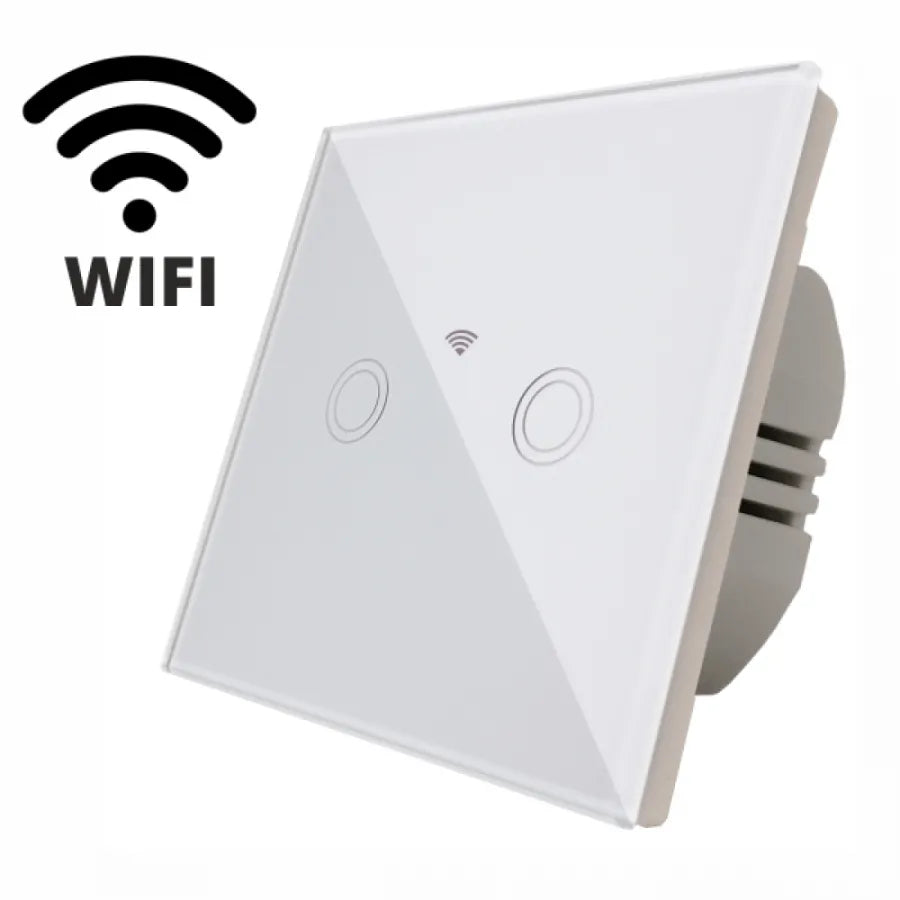 Dotykový spínač dvojitá Wi-Fi Secure White Glass