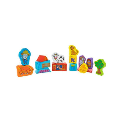 Kostky v puzzle se zvířaty ze stavební farmy, 100 kusů, dřeva
