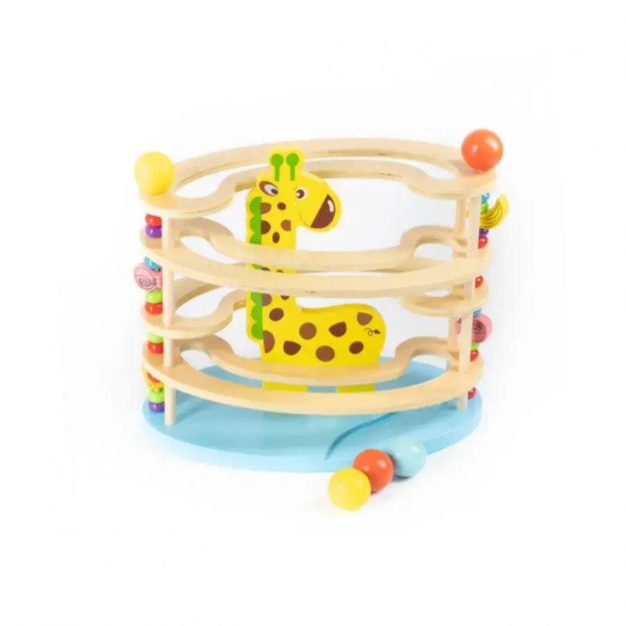 Hra žirafy s vícebarevnými dřevěnými koulemi
