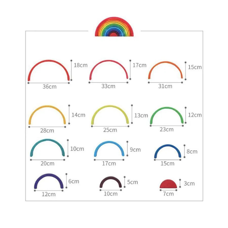 Hra typu hádanky Multicolor Rainbow, 12 kusů, dřevo