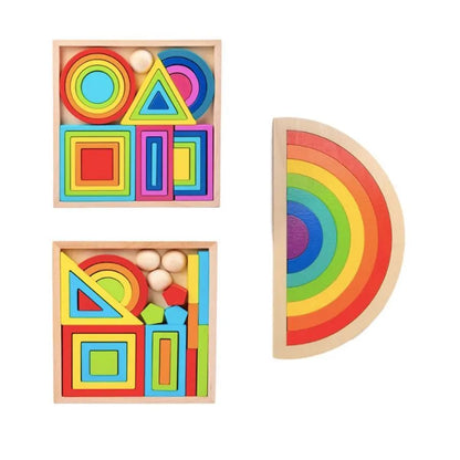 Hra typu hádanky Multicolor Rainbow, 8 kusů, dřevo